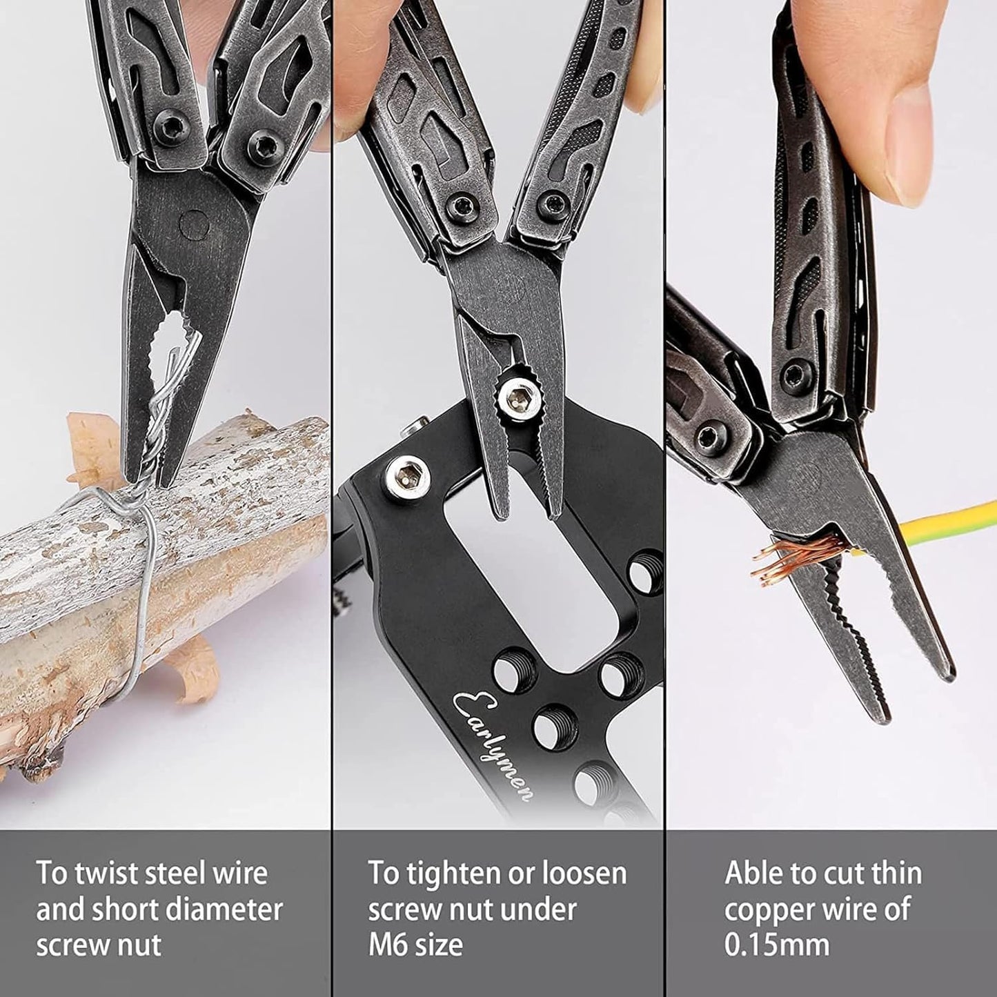 NexTool Multitool 10-in-1 with Keychain Ring, Multi Tool with Needle Nose Pliers, Scissors, Knife, Cutter, Screwdriver, Small Pocket Knife for Outdoor, Black