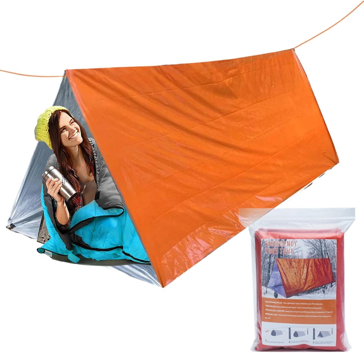 Tent Shelter - Survival Shelter Tube Tent - Lightweight Windproof Waterproof Lifesaving Gear Tarp Sleeping Bag Thermal Sack Blanket for Camping Hiking