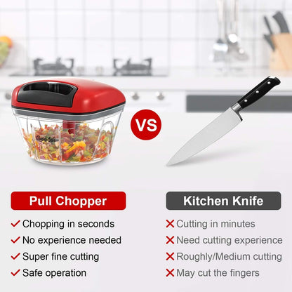 Geedel Manual Pull Vegetable Chopper, Hand Food Chopper Dicer for Kitchen, Easy Cleaning Garlic Onion Chopper for Vegetables, Fruits (500 ML)