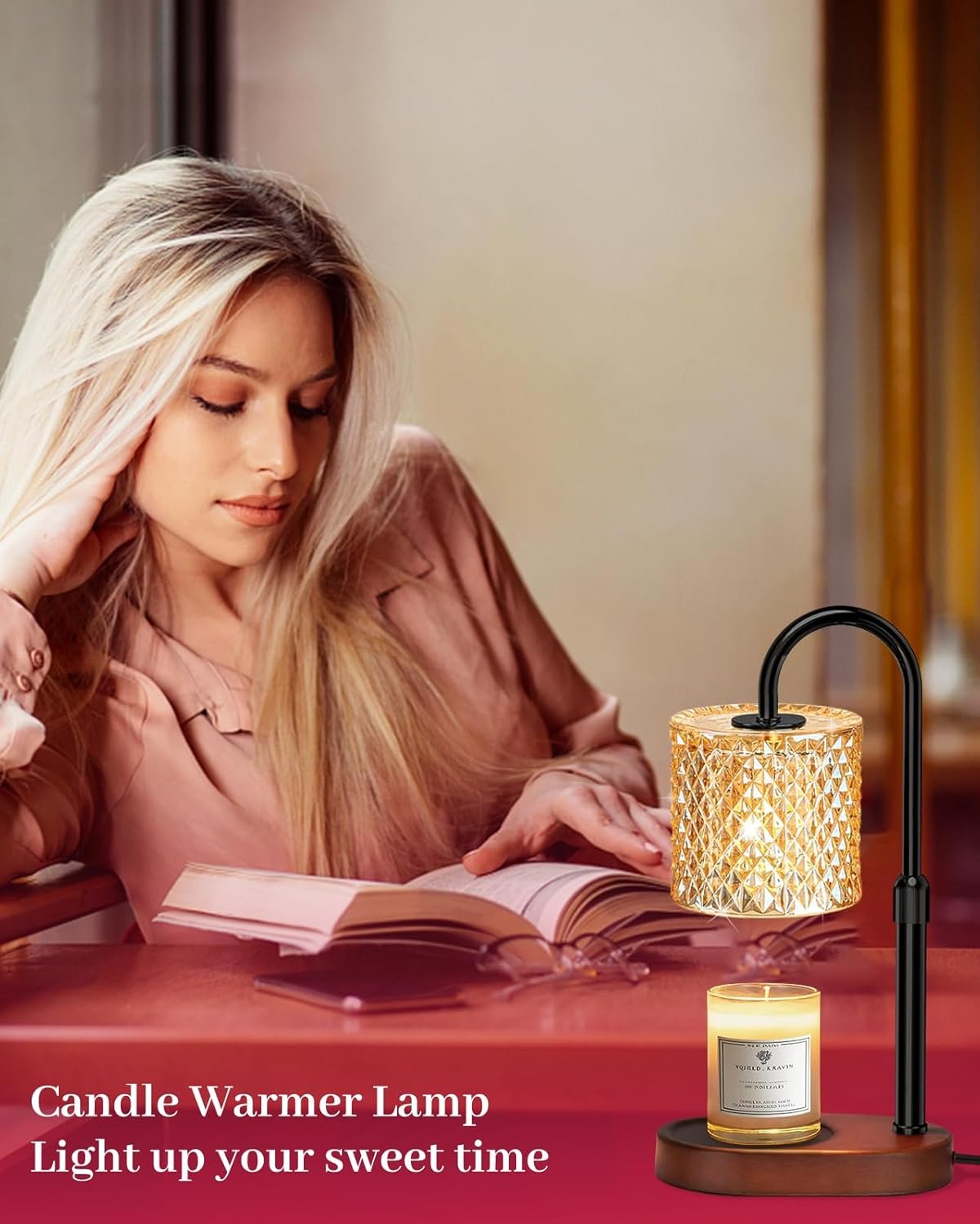 Lukasa Candle Warmer Lamp，Ideal Gifts for Mom，with Timer & Dimmer, Adjustable Height, 2 Bulbs,Candle Lamp Warmer,Fits All Candle Sizes - Ideal Gifts for Women, Mothers Day Gifts, Home Vintage Decor