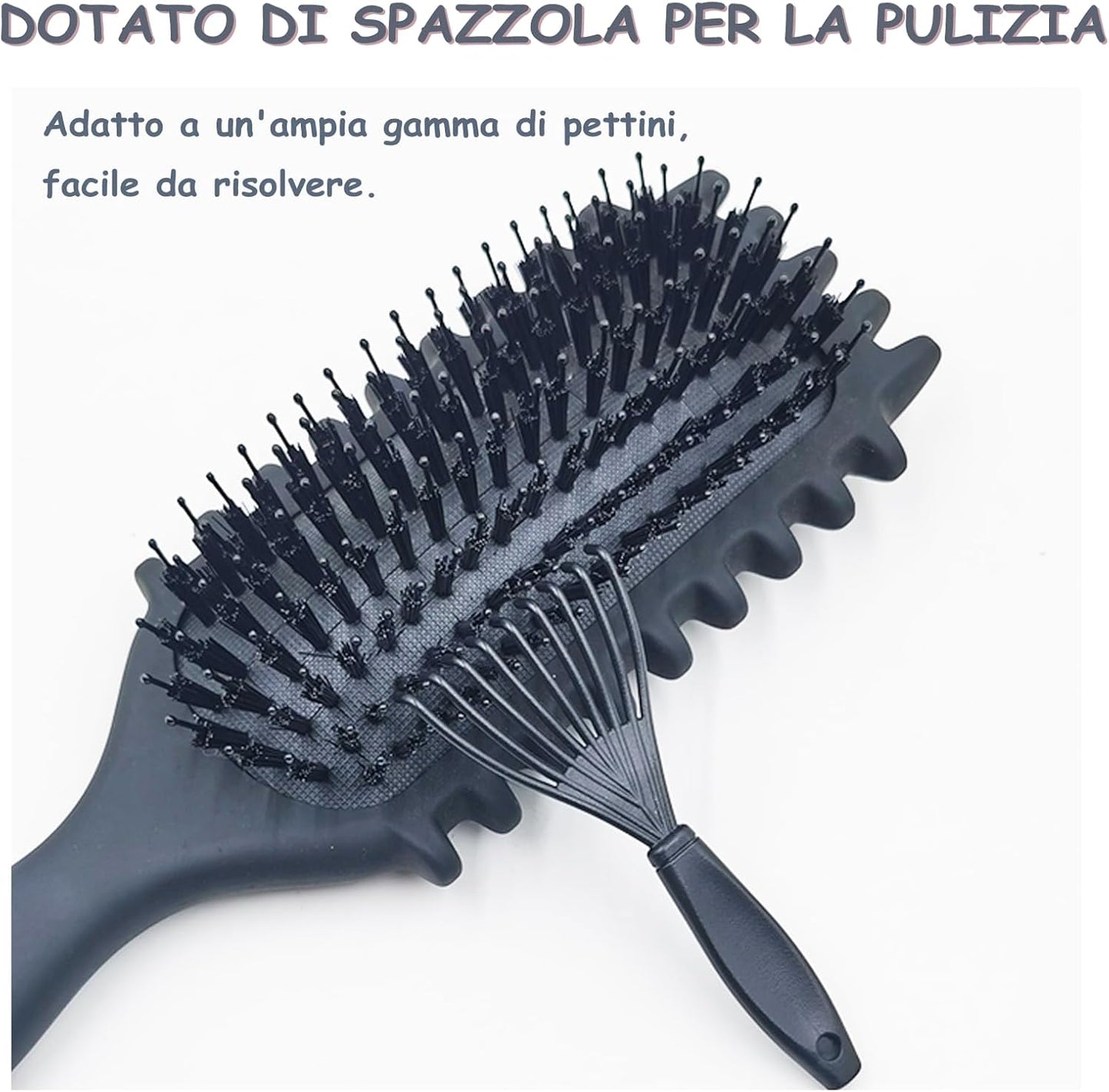 JOIYHY Curved Hair Brush, Curly Hair Brush, Brush for Hair Bounce, Professional Detangling Hair Brush for All Hair Types (Black)