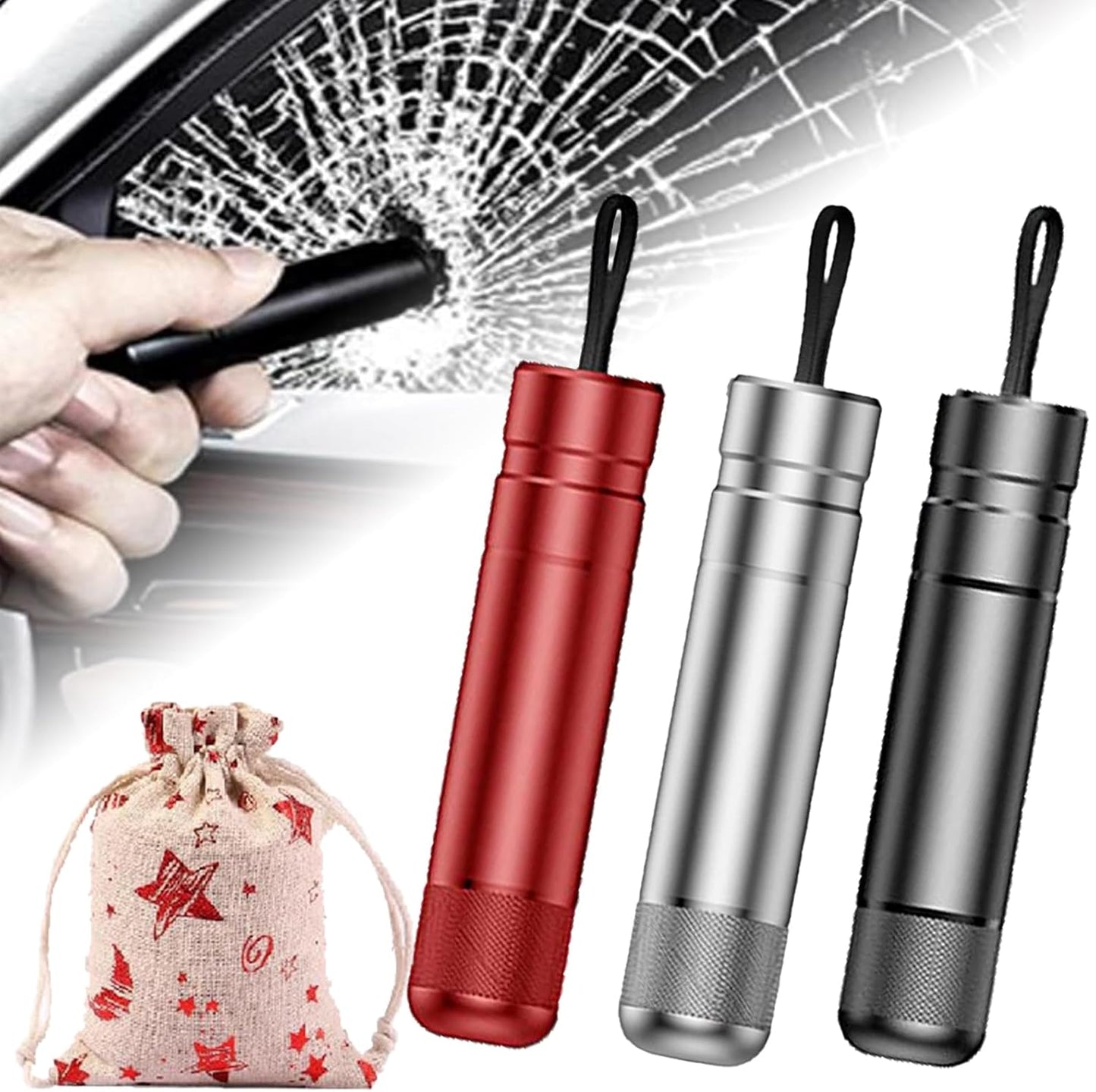 XJQ Beamlab Life Hammer Car Escape Tool And Seatbelt Cutter, Beam Lab Car Safety Hammer, Breaking Glass Breaker, Auto Emergency Escape Tool for Land And Underwater (3PCS-C)
