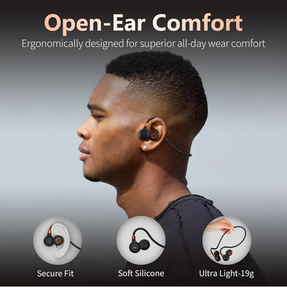 Ortizan Open Ear Headphones, Air Conduction Bluetooth Headset, Bluetooth Headphones IPX6 Waterproof, Clear Calls, 19g Lightweight Wireless Headphones, 10H Playtime, Perfect for Running and Sports