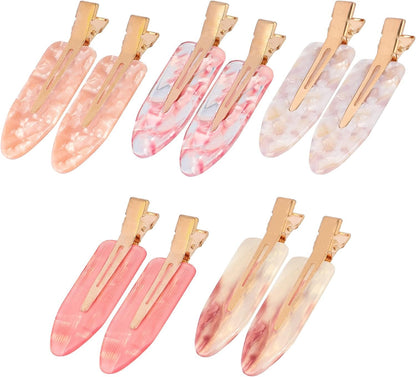 Magicsky 10PCS No Bend Hair Clips for Styling, Acrylic Resin Flat Clip, No Crease Curl Small Pin, Bang Seamless Hair Barrette Tool for Makeup-Hairstyle Accessories for Women Girls, Pink Opal