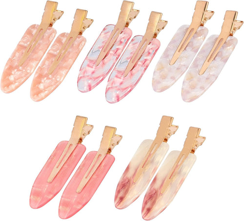 Magicsky 10PCS No Bend Hair Clips for Styling, Acrylic Resin Flat Clip, No Crease Curl Small Pin, Bang Seamless Hair Barrette Tool for Makeup-Hairstyle Accessories for Women Girls, Pink Opal