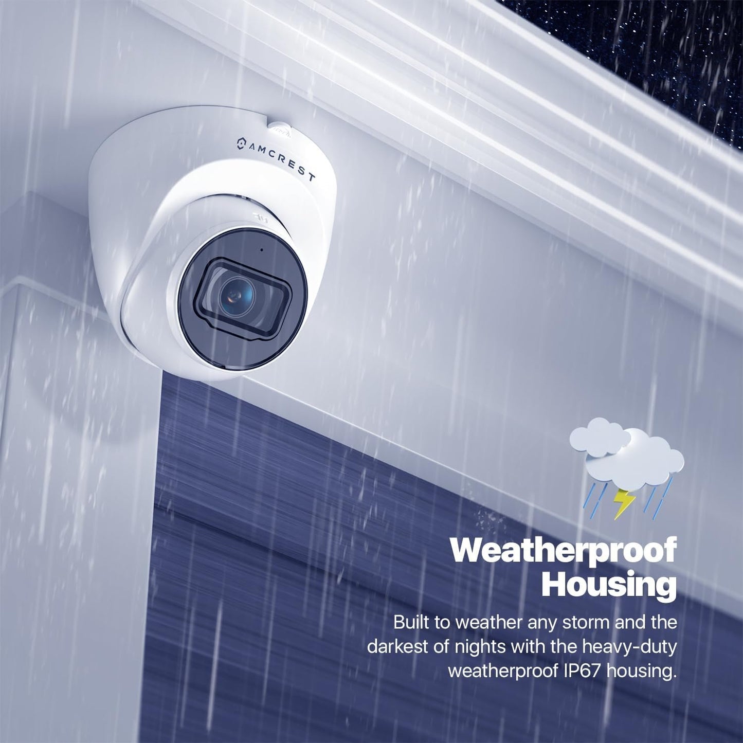 Amcrest 5MP Turret POE Camera, UltraHD Outdoor IP Camera POE with Mic/Audio, 5-Megapixel Security Surveillance Cameras, 98ft NightVision, 2.8mm Lens (103Â° FOV), IP67, MicroSD (256GB), (IP5M-T1179EW)