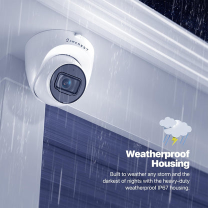 Amcrest 5MP Turret POE Camera, UltraHD Outdoor IP Camera POE with Mic/Audio, 5-Megapixel Security Surveillance Cameras, 98ft NightVision, 2.8mm Lens (103Â° FOV), IP67, MicroSD (256GB), (IP5M-T1179EW)