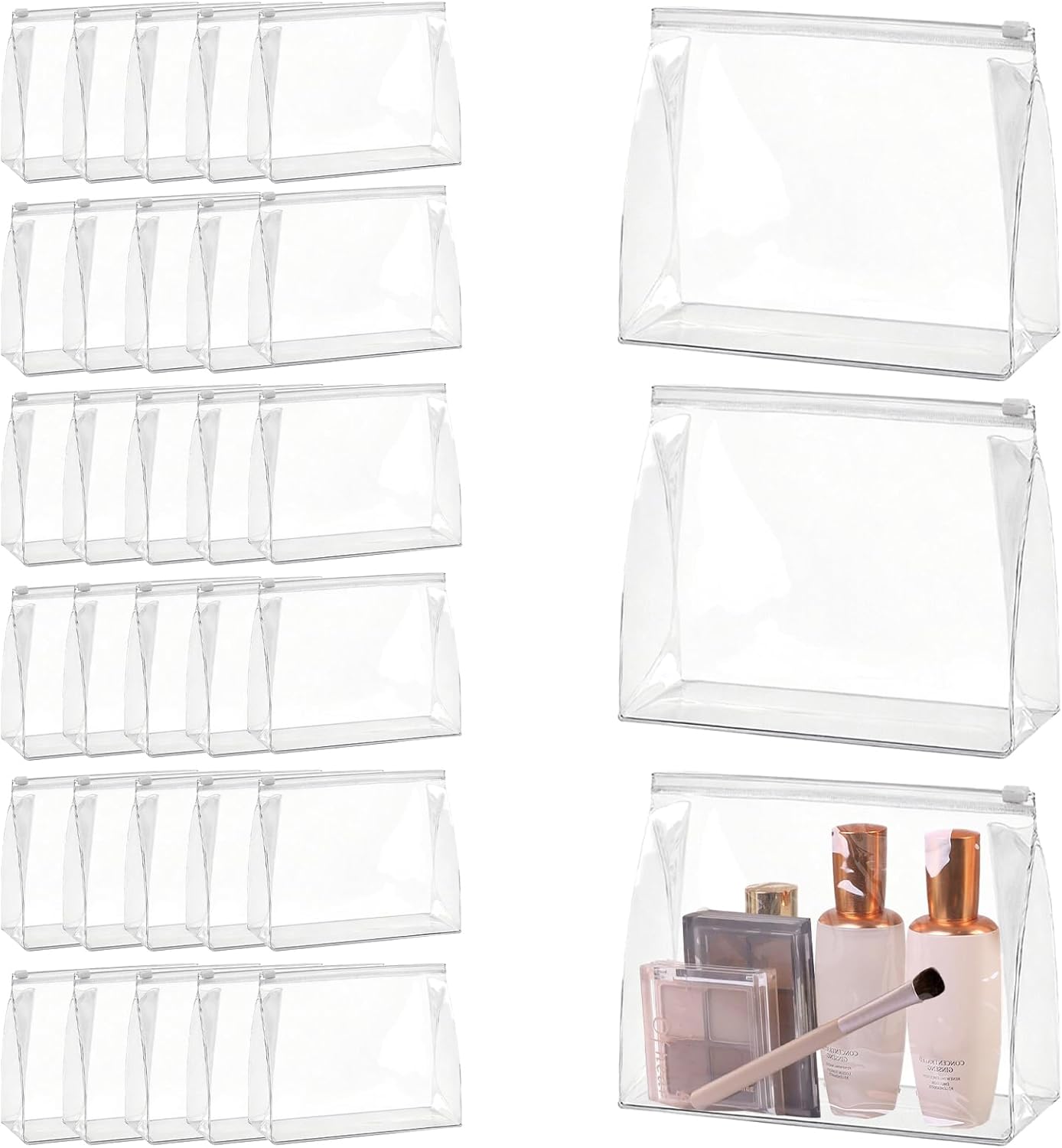 30 Pcs Mini Clear Makeup Bag,Clear Cosmetic Bags with Zipper,Travel Makeup Bag, Small Cosmetic Bag Essential Makeup Accessories for Home and Traveling