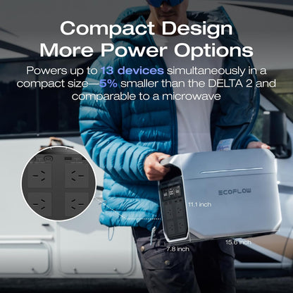EF ECOFLOW DELTA 3 Plus Portable Power Station, Solar Generator (Solar Panel Optional) with 1000W Solar Input, Electric Generator with UPS, 1024Wh LFP Battery for Home Backup, Camping&RV