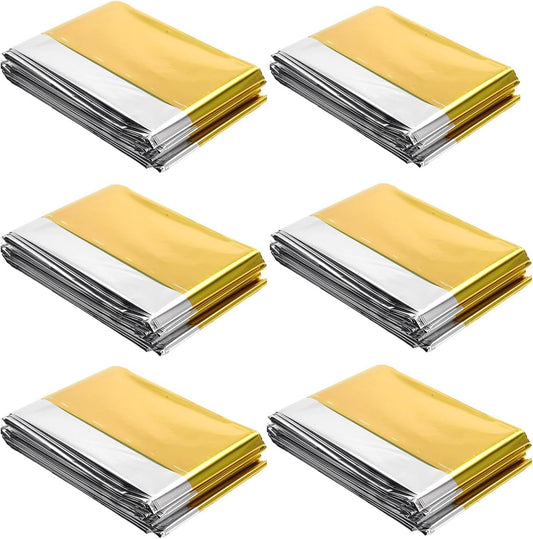 6 Pieces Highly Reflective Plant Growth Mylar Garden Greenhouse Covering Foil for First Aid Blankets, Grow Rooms, Camera Reflectors, Tents Outdoor Emergency (Gold, Silver)