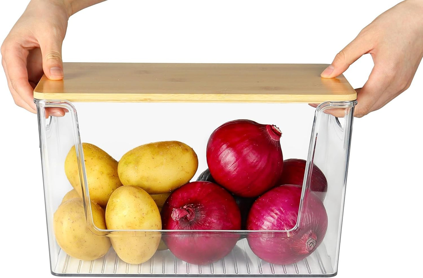 2 Set Pantry Organizers and Storage Stackable Onion Potato Storage Container Produce Storage for Vegetable, Fruit