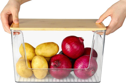 2 Set Pantry Organizers and Storage Stackable Onion Potato Storage Container Produce Storage for Vegetable, Fruit