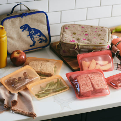 Stasher Premium Silicone Reusable Food Storage Bags, 6-Pack, Multi, Multi-Use Food Storage Bags, Lunch Bag, Travel Containers, BPA Free, Leak-free, Dishwasher-Safe, Eco-friendly