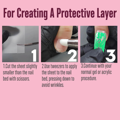 Nail Repair Sheet works for Fixation & isolation layer for Broken Nails, Protective layer for Acrylic, Nail bandage for Nail Recovery, Invisible Instant and Easy to use 5 pcs