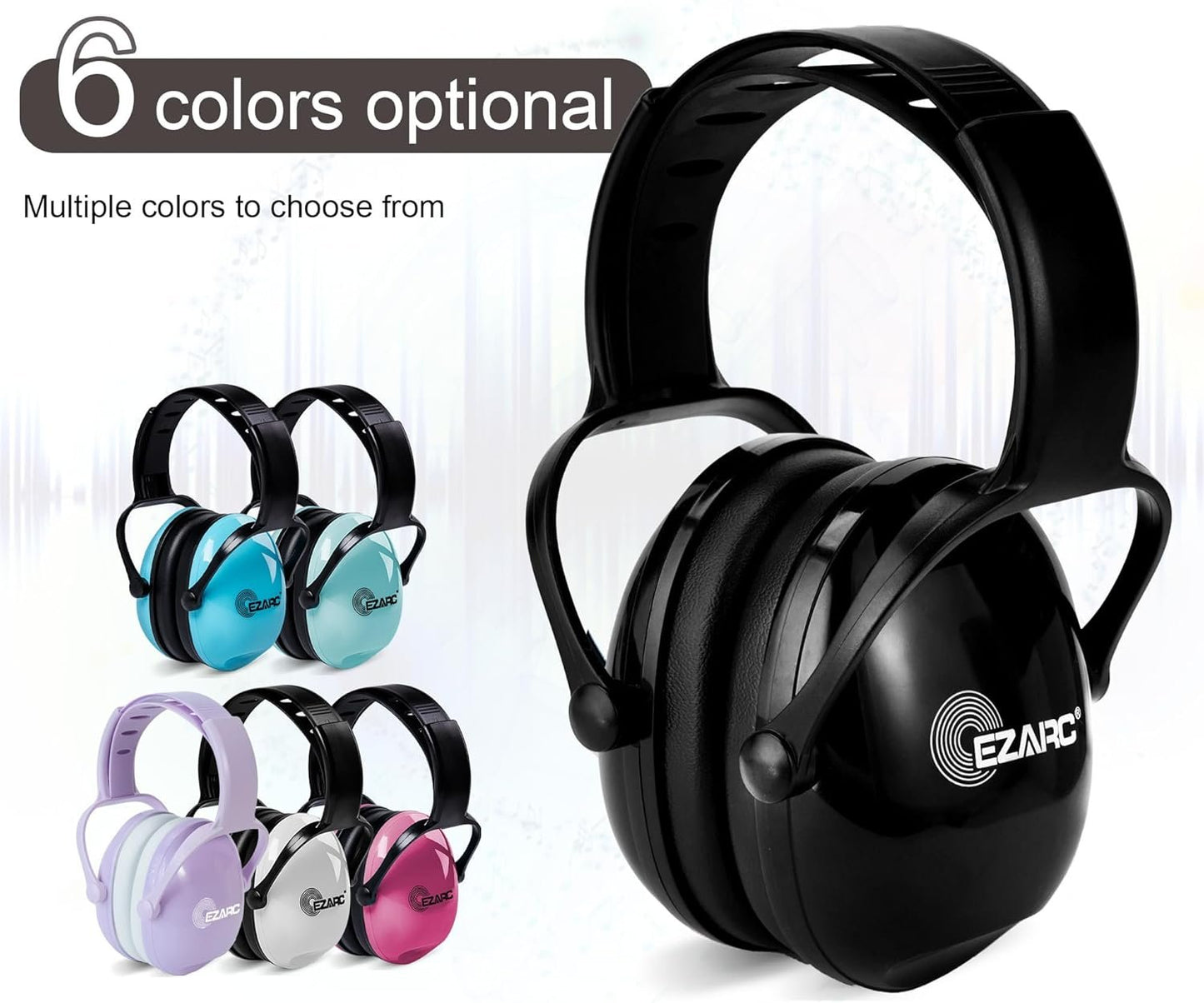 EZARC Kids Noise Cancelling Safety Ear Muffs, SNR 30dB Hearing Protection Noise Reduction Earmuffs with Adjustable Headband for Autism, Sleeping, Studying - Black