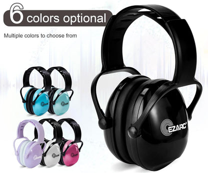 EZARC Kids Noise Cancelling Safety Ear Muffs, SNR 30dB Hearing Protection Noise Reduction Earmuffs with Adjustable Headband for Autism, Sleeping, Studying - Black