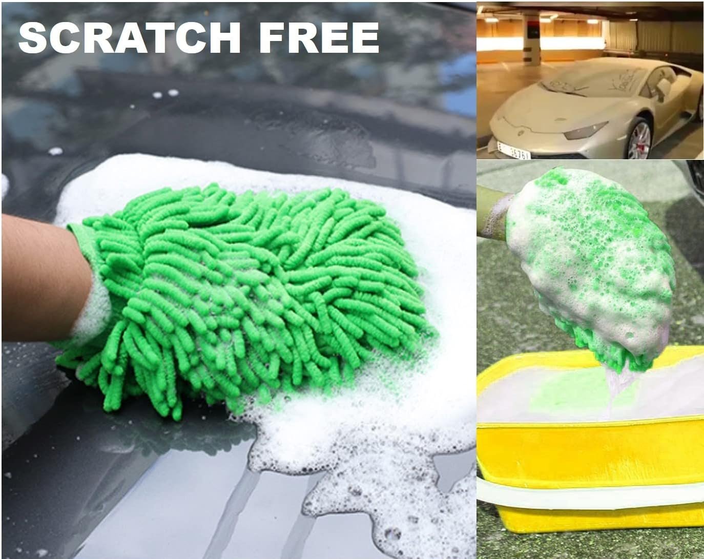 QUALIALL, Green Chenille Microfiber Dusting Mitt, 10.5x8 Inch, Electrostatic, Reusable, Scratch-Free, No-Dust Fly Duster for Sensitive Surfaces