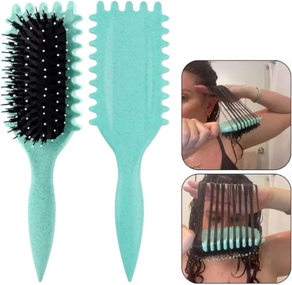 Professional 5-in-1 Hair Brush Set with Cleaner Tool - Vent Air Cushion Brush + Detangling Comb + Scalp Massage Balloon Brush for Curly/Straight Hair | Anti-Static & Heat-Resistant Styling Tools