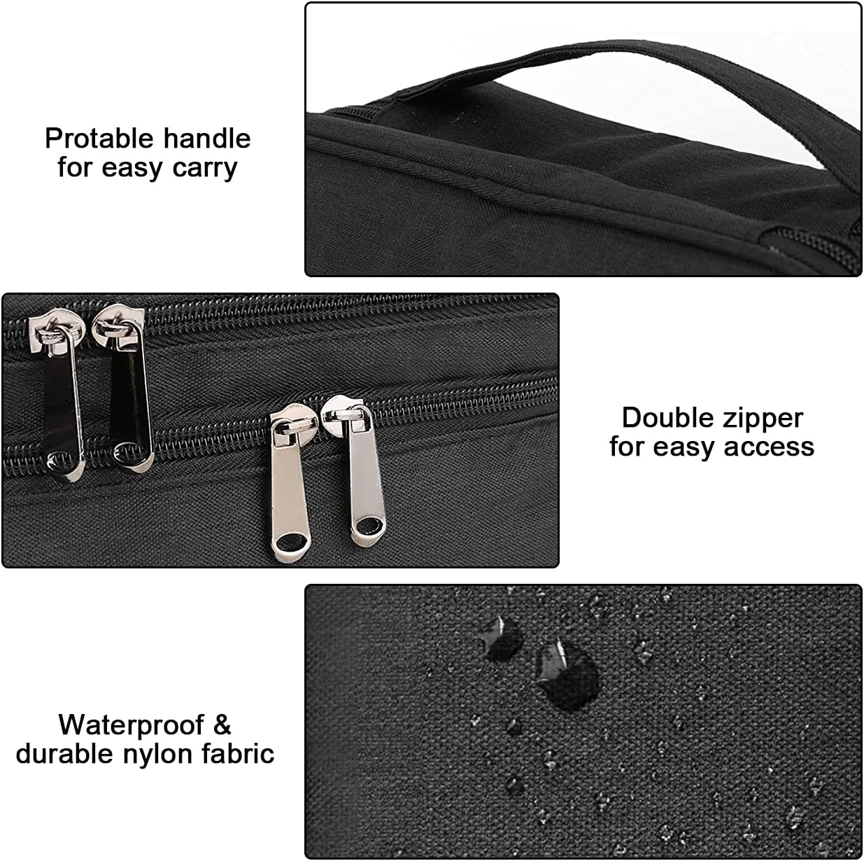 Electronic Organizer Bag Universal Travel Carry Bag Double Layer Cable Charger Adapter Mouse Mobile Phone Charging Cable Black