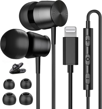 Gsangoo Lightning Headphones for iPhone 13 14 12 Pro Max MFi Certified Lightning Earbuds with Mic Noise Isolation Stereo Bass in-Ear Headphones Lightning Connector Wired Earphones for iPhone 11 SE XR