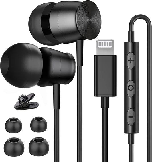 Gsangoo Lightning Headphones for iPhone 13 14 12 Pro Max MFi Certified Lightning Earbuds with Mic Noise Isolation Stereo Bass in-Ear Headphones Lightning Connector Wired Earphones for iPhone 11 SE XR