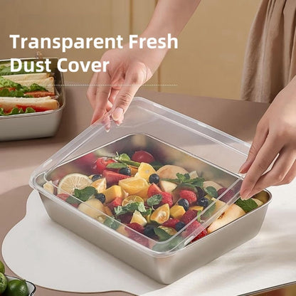 Ceiteo 6Pcs Meal Prep Food Containers with Lids, Stainless Steel Trays Freezer Box Containers for Food with Airtight Lids, Oven & Dishwaher Safe(2200ML)