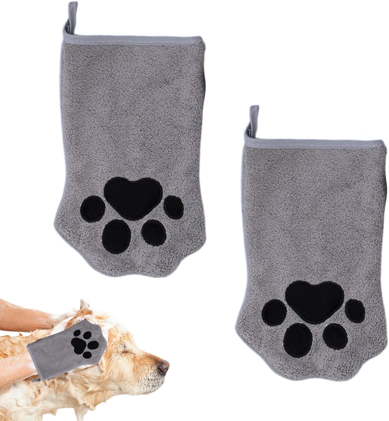 Nuyhgtr Grooming Gloves Cats, 2X Double-Sided Cat Grooming Glove, Quick Drying Bath Towel Pet Care Tool, Ideal for Long-Haired Feline, Daily Cleaning, Travel, Home, Bathroom, Outings