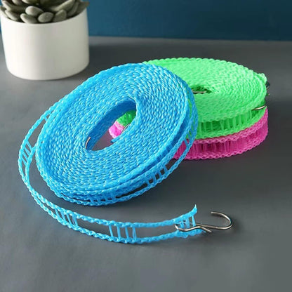 Ginojex Nylon Clothesline 5m Adjustable Portable Washing Line Windproof Non-Slip for Home Hotel Travel Outdoor Camping Hanger Rope