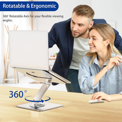 BESIGN LSX7 Laptop Stand with 360° Rotating Base, Ergonomic Adjustable Notebook Stand, Riser Holder Computer Stand Compatible with Air, Pro, Dell, HP, Lenovo More 10-15.6" Laptops (Silver)