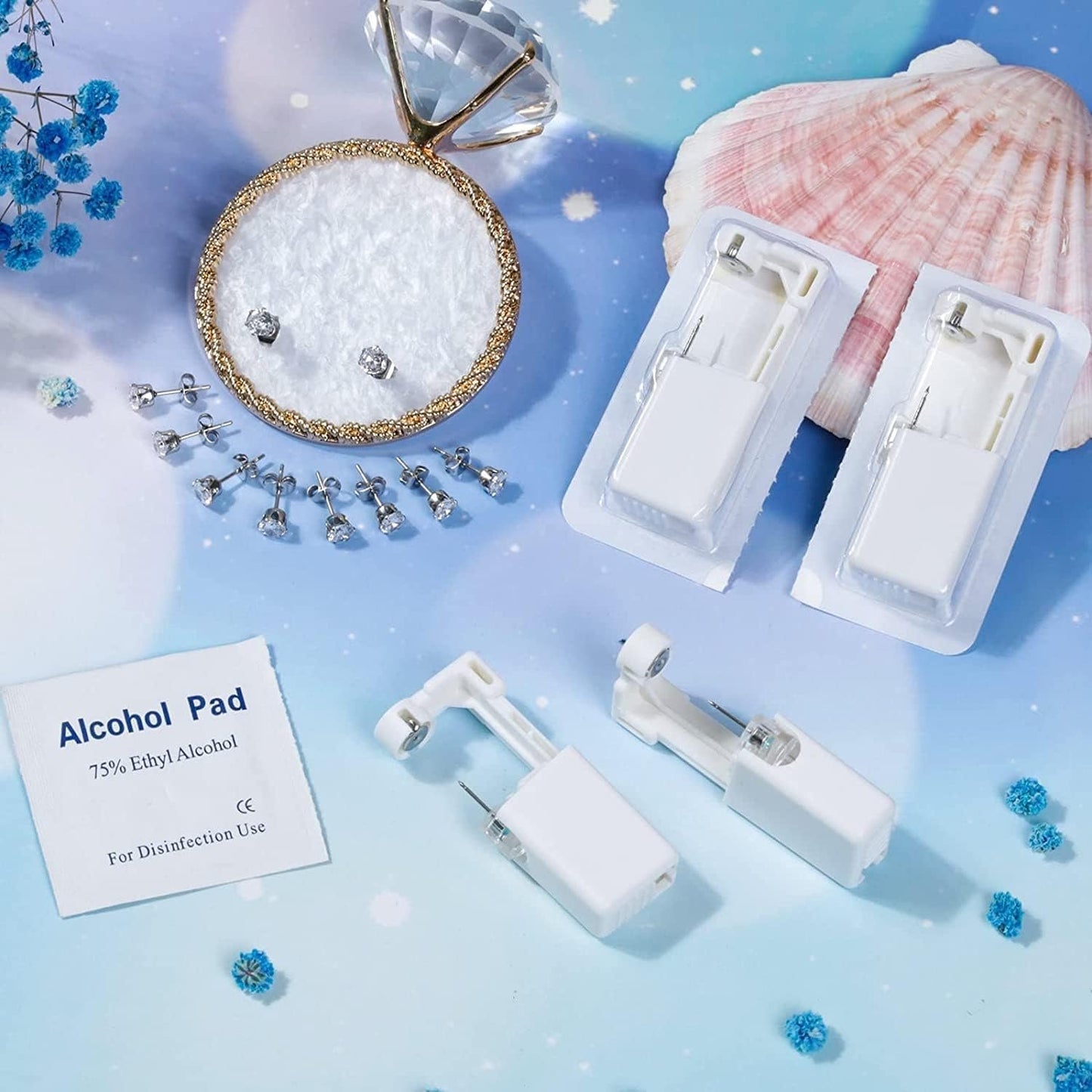 Ear Piercing Kit - 12PCS Portable Gun Set With Stud Earrings, Safety Tool for Men and Women