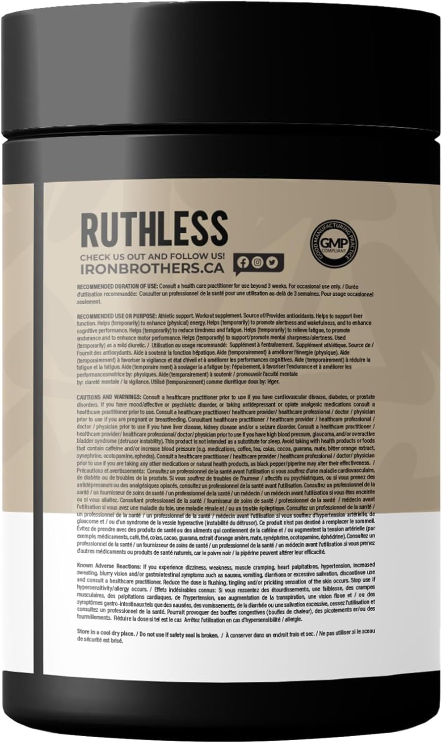 Iron Brothers Supplements Ruthless Pre workout Powder for Women & Men | Creatine-Free Nitric Oxide Booster | Energy & Focus | Workout Supplement, Bulk Pre-Workout | 40 Servings (Pomegranate Acai)