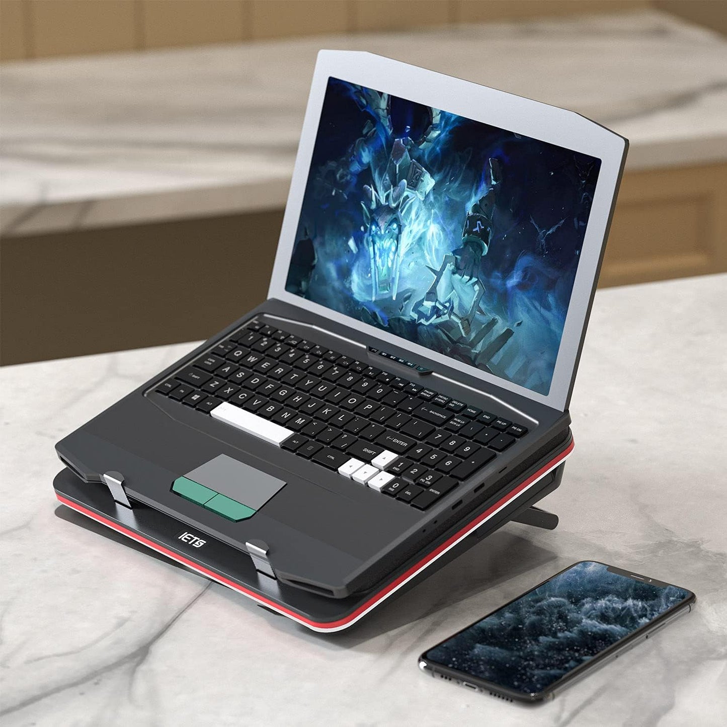IETS GT500 Powerful Turbo Fan (4200 RPM) Laptop Cooling Pad with Continuous Speed, Sealing Foam for Rapid Cooling Gaming Laptop, 13-17.3 Inch Laptop Cooler with Dust Filter