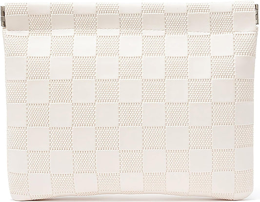 HIGH FIT Leather Pocket Cosmetic Bag for Purse,Coin Purse Lipstick Cosmetic Accessories Organizer, Travel Kit Storage Pouch (White)