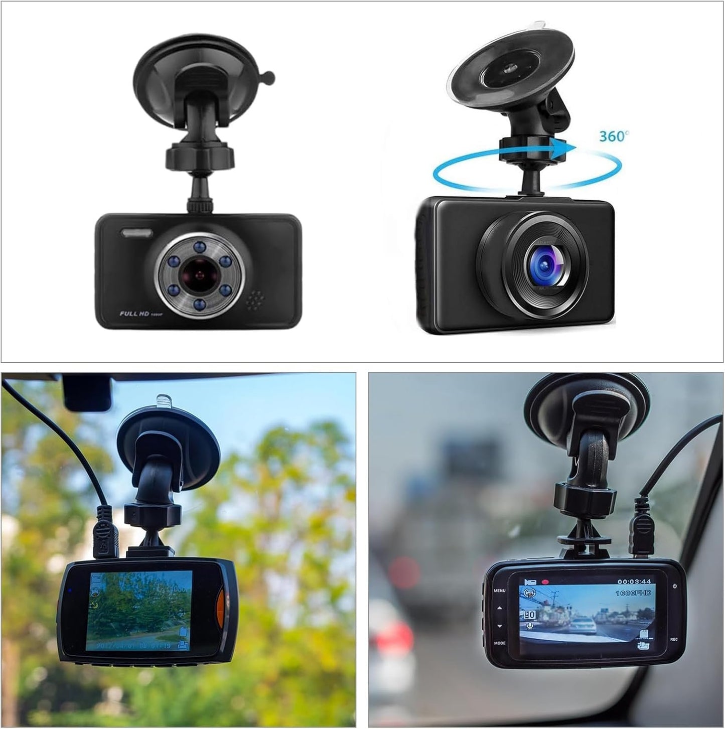 HOPEYMY26 360° Rotation Car Dash Cam Suction Cup Mount with 6 Adapters for Use in Navigation Devices, Cameras, Windscreens and Car Dashboards