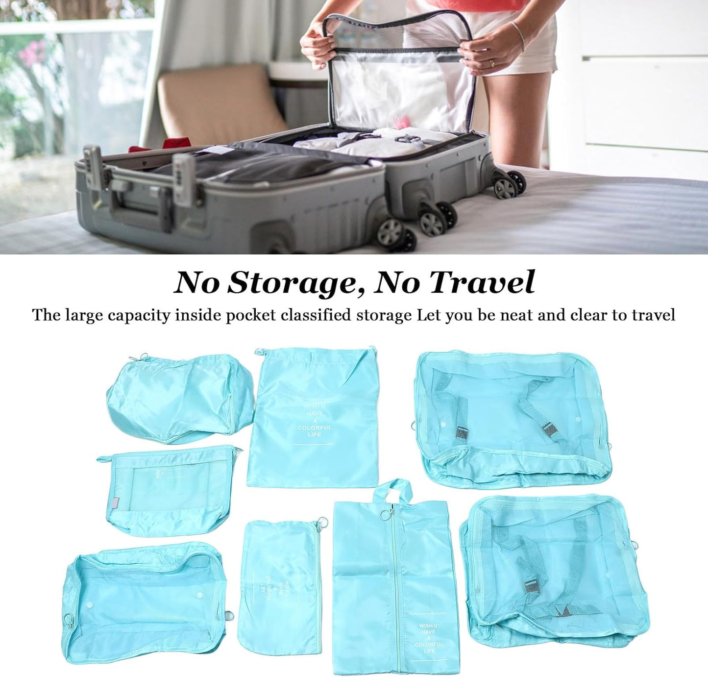 Luggage Packing Bags Twill Oxford Cloth Foldable Packing Cubes for Travel Organization