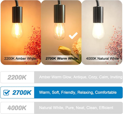 LangPlus+ 15 Pack 2W S14 LED Light Bulbs, E27 Base 2700K Warm White Plastic Shatterproof LED Edison Light Bulbs for Outdoor String Lights, Non- Dimmable 2W Equivalent to 20W Incandescent Bulb
