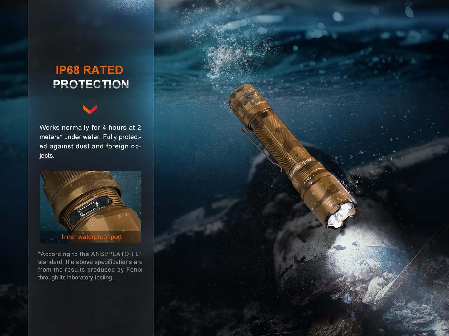 Fenix TK20R UE 2800 Lumen Rechargeable Tactical Flashlight ** Canadian Edition (Tan)