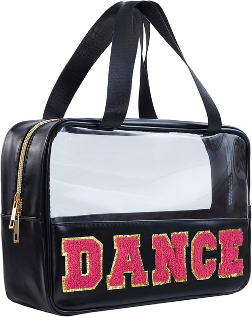Dance Bag Dace Recital Gifts Clear Makeup Bag Dance Competition Must Haves, Dance Accessories for Girls Dance Stuff Preppy Cosmetic Bag Travel Toiletry Bag (STB-MH-CHEER, STB-HS-DANCE)