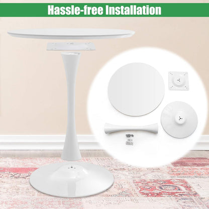 Giantex Round Dining Table, 80 CM Modern Tulip Kitchen Table w/Thickened Tabletop & Sturdy Metal Pedestal, Mid-Century Leisure Table for Small Places Dining Room Living Room Cafe, for 4 People, White