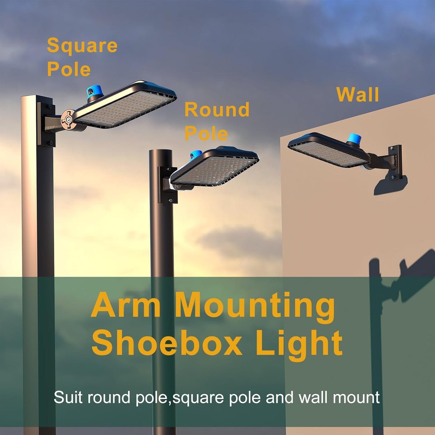 4Pack 240W LED Parking Lot Light 36000lm(150LM/W) Arm Mount LED Pole Light IP65 Waterproof 5000K ETL Listed Commercial Area Lighting with Smart Photocell 6KV SPD-7 Yrs Warranty