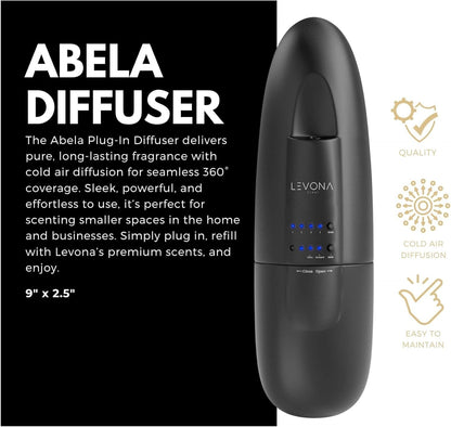 Levona Scent Abela 100 - Essential Oil Diffuser & Plug in Air Freshener for Home, Office and Hotel Use, Waterless Diffuser & Nebulizer - Matte Black, 500 sqft (Button Control, Oil Not Included)