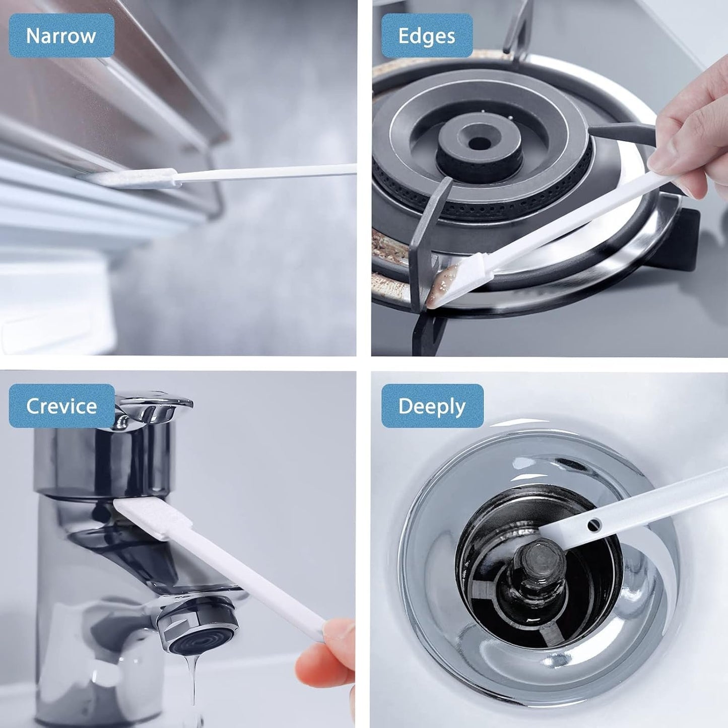 40Pcs Disposable Crevice Cleaning Brushes for Small Spaces, Detail Gaps Scrub Cleaner Brush Set for Toilet Bowl Corner, Household Cleaning Tool Supplies for Window Track, Door Grooves, Vent Fan