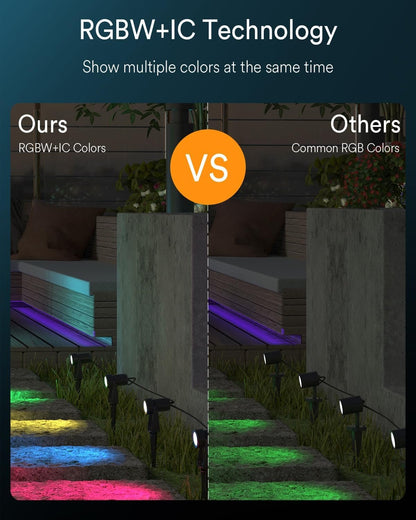 Smart Landscape Spotlights, 4 Pack Wired RGBW Led Accent Outdoor Spot Lights, Waterproof Outside Low Voltage Up Lighting for Yard Garden House