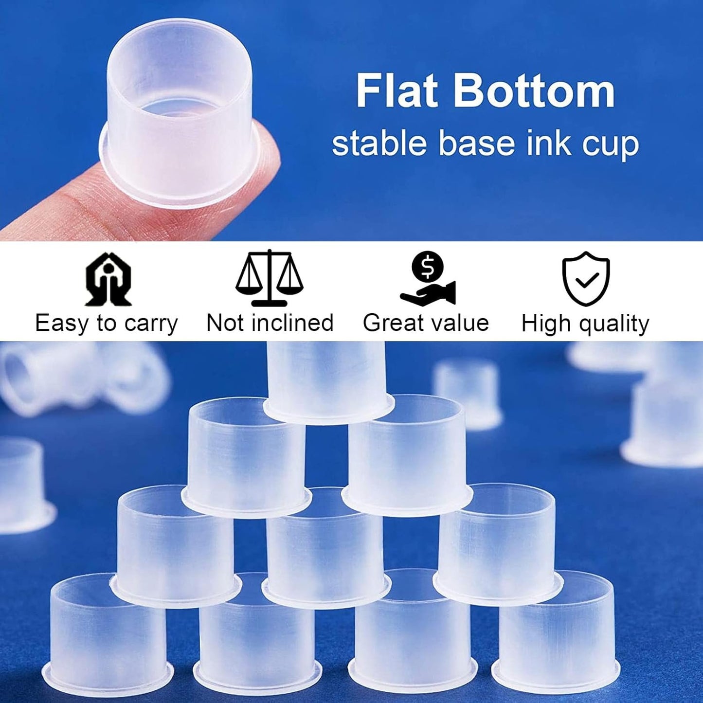 CINRA Ink Caps With Base, 300pcs Mixed #11 Small #14 Medium #17 Large Pigment Cups for Permanent Makeup Container Tattoo Accessory Supplies Kits