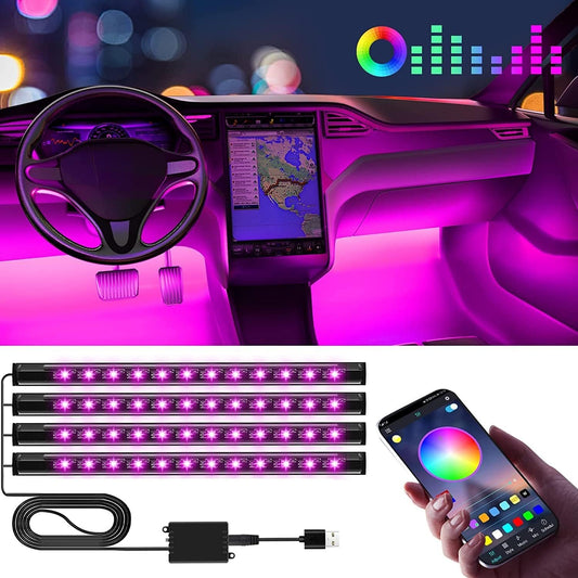 Winzwon Fathers Day Dad Gifts, Interior Led Lights for Car Accessories for Women Men, Birthday Gifts for Men Him, APP Control with USB Port Music Sync Color Change Lights for Jeep Truck Decor, 12V