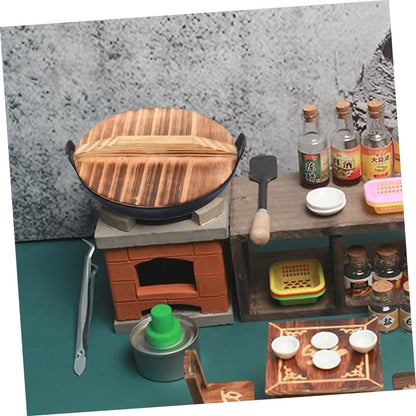 Garneck Mini Wok Di Ferro a Doppio Orecchio Mini Utensili Da Cucina Wok Della Casa Delle Bambole Accessori Da Cucina Da Gioco Di Dimensioni Mini Gadget Da Cucina in Miniatura Ferro Battuto