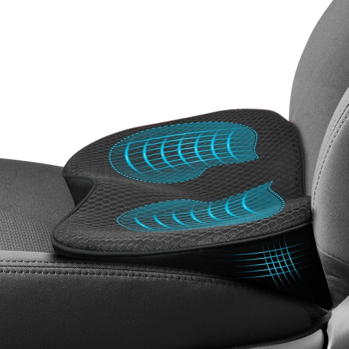 WODHMIEY Car Seat Cushion, Thicker High Back, Front, Breathable Fabric, Ergonomic Design, 440 * 240 * 95mm, Memory Foam Car Seat Pad for Car Truck Seat Office Chair Wheelchairs (Black)
