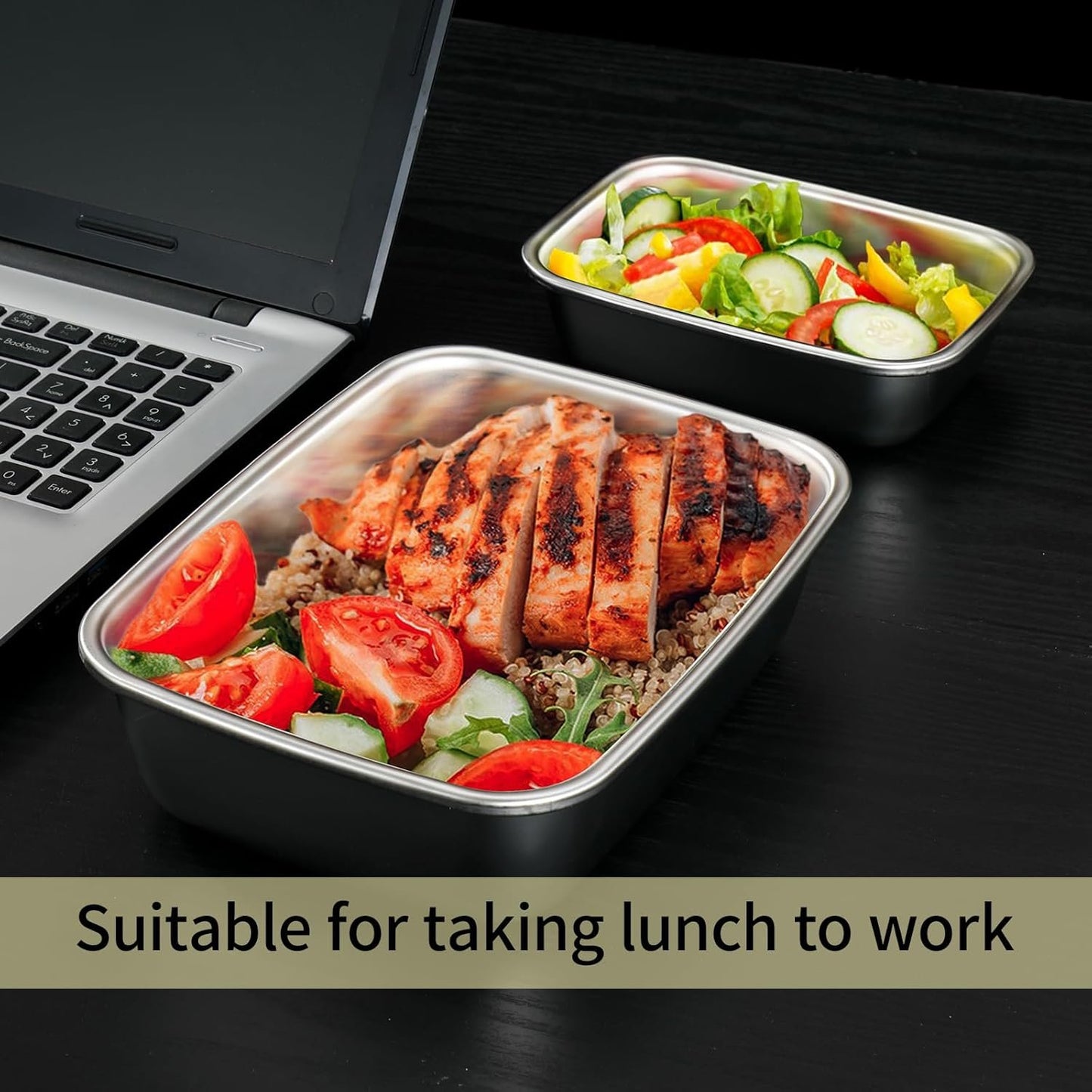 YLARMY 4PCS Stainless steel Food Storage Container with lids - Leakproof & Airtight for Kitchen,Meal Prep Lunch Box, Stackable Leftover Containers for Freezer Oven Safe - 220ml/600ml/1500ml/2900ml
