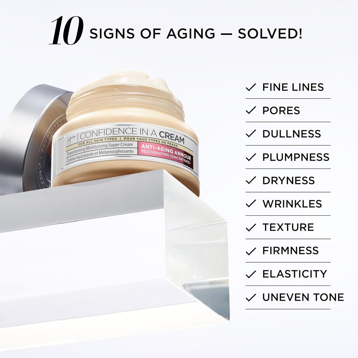 iT COSMETICS, Anti-Aging Moisturising Cream, For All Skin Types, Formula With Niacinamide, Confidence In A Cream Supercharged, 60ml