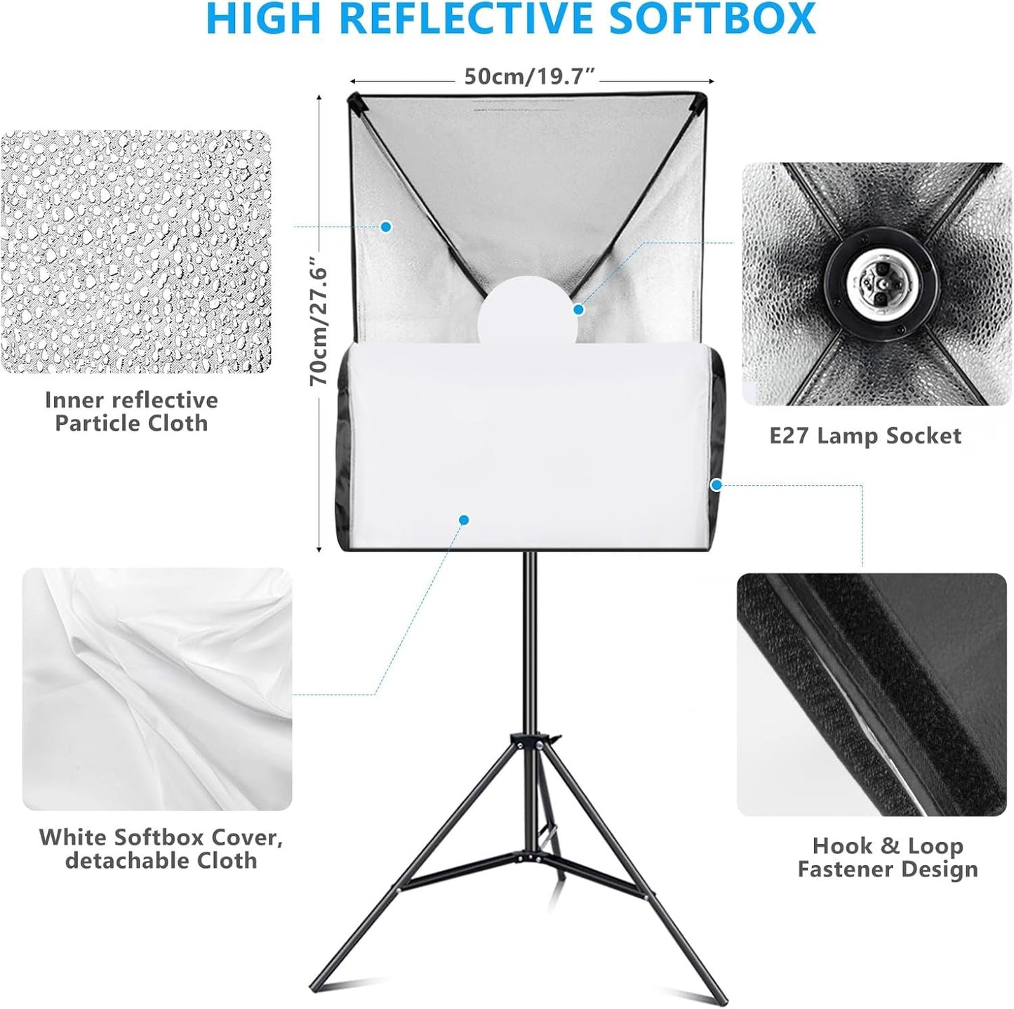 MSKIRA Softbox Lighting Kit 85W Bi-Color LED Dimmable Soft Box Light Stand Photography Continuous Light Studio Softboxes for Portraits, YouTube, Product Fashion Shooting